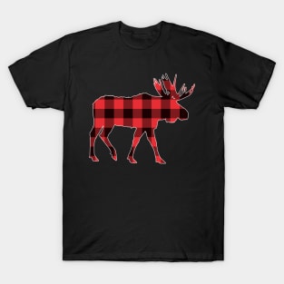 Santa Deer Plaid Red Buffalo Animal Merry Christmas Pajamas Family T-Shirt